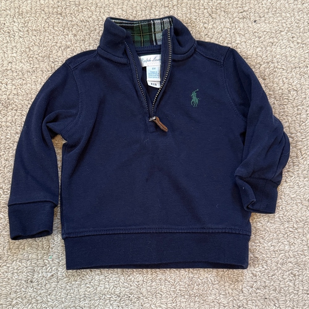 Ralph Lauren Navy Pullover with Green Emblem 6 months